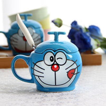 Load image into Gallery viewer, New Doraemon Cat Coffee Mug Cup With Lid Cartoon Tea Milk Ceramic Drinkware With Spoon Creative Friend Gift