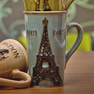 European and American pop creative glass ceramic high-capacity literary retro mugs office home coffee cup